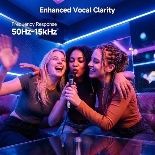 Vista 3 de Cable Matters Paquete de 2 micrófonos vocales dinámicos cardioides con cable de 4.5 m, micrófono con cable de 6.35mm para cantar/micrófono karaoke
