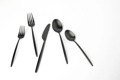 Vista 4 de Cambridge S505120CKW12R Gaze Black Satin - Juego de cubiertos de 20 piezas, servicio para 4, plateado Satén negro