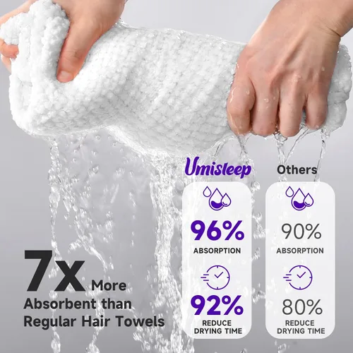Vista 7 de Umisleep Toalla de pelo extra grande de microfibra para mujer, cabello largo, rizado y grueso, toalla de pelo súper suave antiencrespamiento