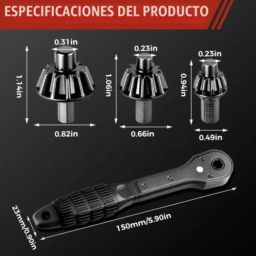 Vista 7 de Llave de trinquete de portabrocas 2 en 1, herramienta de repuesto universal de doble cabezal para taladro, compatible con la mayoría de taladros