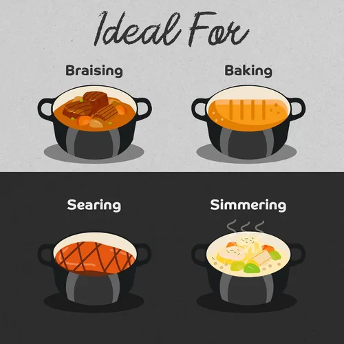 Vista 7 de Segretto Cookware Horno Holandés de Hierro Fundido Esmaltado, 6 Cuartos, Negro negro (Nero)