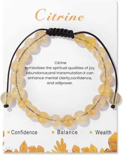 Vista 7 de Pulsera de cristal curativo para mujer de 0.315 in, pulsera de cuentas de cristal natural ajustable hecha a mano, joyería curativa, regalo