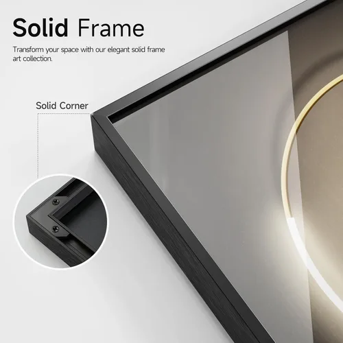 Vista 5 de Arte de pared moderno enmarcado en blanco y negro, 3 piezas de impresiones contemporáneas grandes para paredes, juego de 3 imágenes de hojas doradas