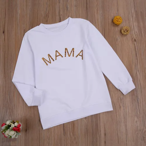 Vista 3 de Mommy and Me - Camiseta a juego con estampado de letras de manga larga suéter para el otoño