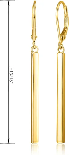 Vista 9 de Amazon Essentials Aretes colgantes de oro amarillo de 18 quilates o oro rosa de 14 quilates sobre plata esterlina (anteriormente colección Amazon)
