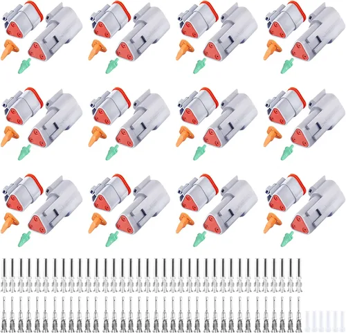 Vista 12 de Kit de conectores Deutsch de 194 piezas, 2 pares, 2 3 4 6 8 12 pines, conector eléctrico impermeable gris con contactos estampados y tapones