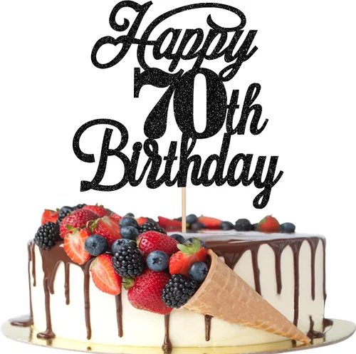 Vista 63 de Rsstarxi 1 paquete de decoración para tarta de cumpleaños 8 con purpurina negra de 8 años y fabulosos saludos a 8 años de edad, para celebrar el 8º