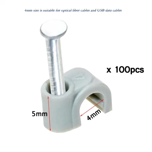 Vista 3 de Mini Skater 100 cables Ethernet grises clip de alambre con clavo de acero para asegurar cables de extensión gestión de cables coaxiales (0.157 in)