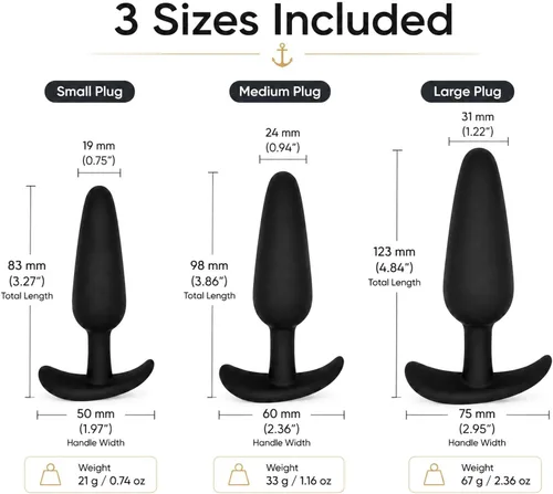 Vista 2 de Enchufe anal de entrenamiento anal, 3 juguetes sexuales de silicona para adultos, kit de juguetes sexuales anales para parejas principiantes