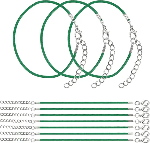 Vista 26 de MECCANIXITY 10 cordones de pulsera verde militar, pulsera de amistad ajustable de 9 pulgadas, cordón de poliéster encerado de 0.059 in con cierre