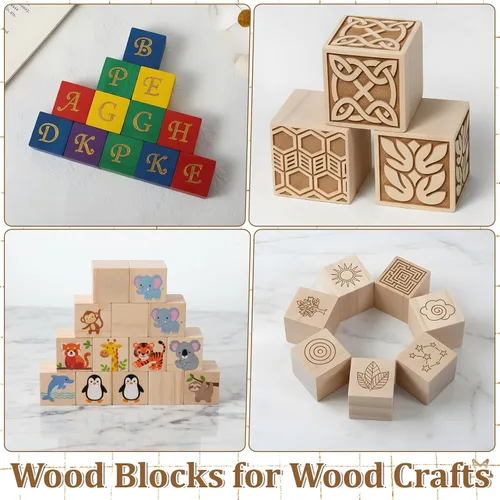 Vista 7 de 100 cubos de madera de 1 pulgada, bloques de madera sin terminar, cubos de madera sin terminar, bloques de madera, cubo cuadrado natural en blanco