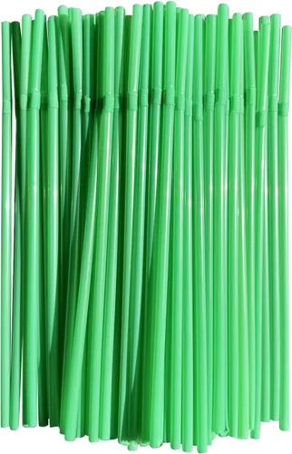 Vista 14 de YAOSHENG 200 pajitas flexibles de 8.26 x 0.2 pulgadas, colores sólidos, pajitas flexibles de plástico desechables (azul)