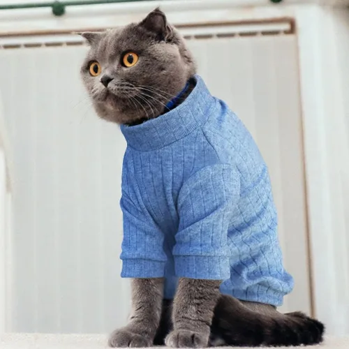 Vista 4 de Idepet Sphynx Suéter Camisa para Gatos sin Pelo Gatitos Ropa Suave para Cachorros Pullover Pijamas Lindas para Gatos Mono de Algodón Vestimenta