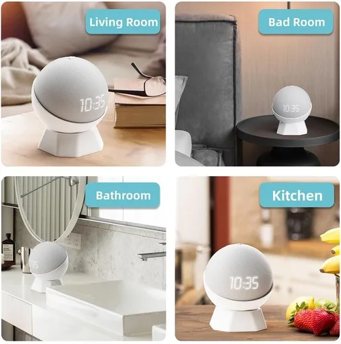 Vista 2 de Silicone Desktop Holder for Alexa for Echo Dot 5th & 4th Generation, Speaker Mount Base for Echo Dot 5/4, Black or White(White)