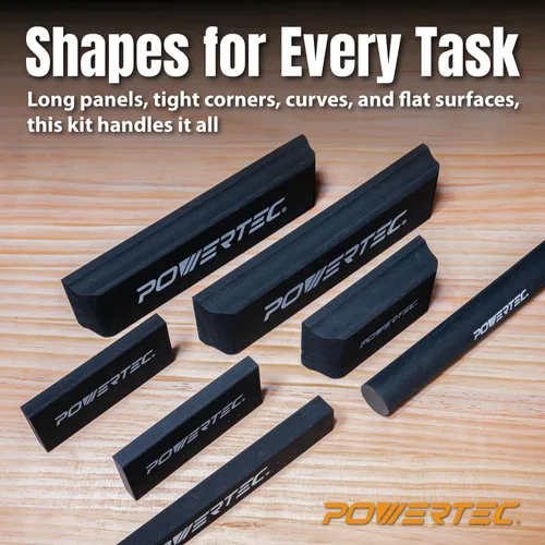 Vista 5 de POWERTEC 7-Piece PSA Sanding Block Kit, PE Foam (72560) Includes Assorted Profiles for Flat, Curved & Detailed Sanding, Compatible with PSA