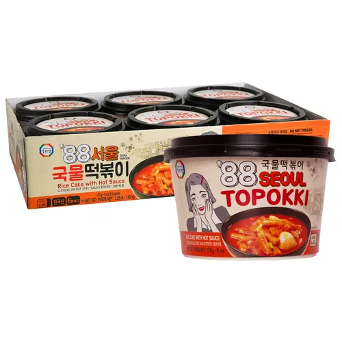 Vista 15 de Surasang Korean Tteokbokki Cup - Comida callejera coreana, salsa clásica dulce y picante, comida instantánea de microondas de 2 minutos, pasteles