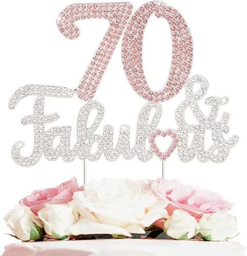 Vista 30 de 25 y fabulosa decoración de pastel de diamantes de imitación dorados y rosados – Feliz cumpleaños 25 años saluda a 25 años de edad, decoración