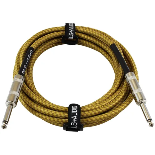 Vista 15 de GLS cable de audio para guitarra, cable TS de 1/4 de pulgada, cable para instrumento de 1/4 de pulgada para bajo y guitarra eléctrica, de tweed