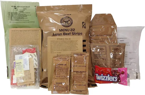 Vista 2 de MREs (Comidas listas para comer) Genuino excedente Militar de EE. UU. (1 Paquete) Sabores variados