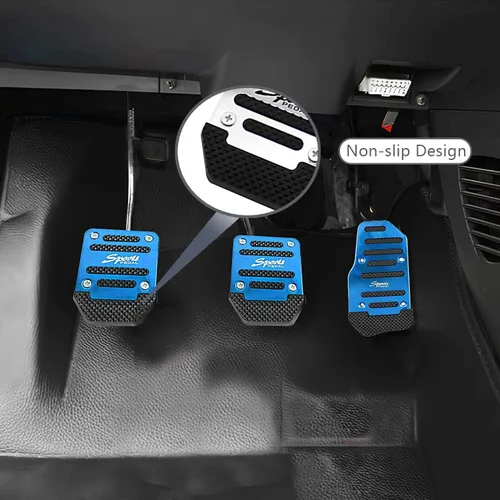 Vista 3 de Pack-3 Fundas Antideslizantes de Aleación de Aluminio para Pedales de Coche, Cobertura Anti-fricción para Pedal de Acelerador y Freno, Compatible