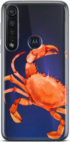 Vista 3 de Mertak Funda para teléfono compatible con Motorola Edge + Moto G9 G8 Plus G7 Play Power Z4 diseño Sea Red TPU Flexible Silicona Delgada Animal Crab
