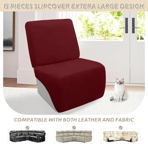 Vista 196 de Arfntevss Fundas de sofá seccional reclinable de terciopelo, Funda de sofá seccional de esquina para sofá reclinable, Funda elástica suave