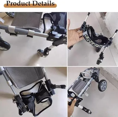 Vista 5 de Silla de ruedas ajustable para perros de 4 ruedas para mascotas discapacitadas Ayuda de movilidad y asistente para caminar para perros pequeños a