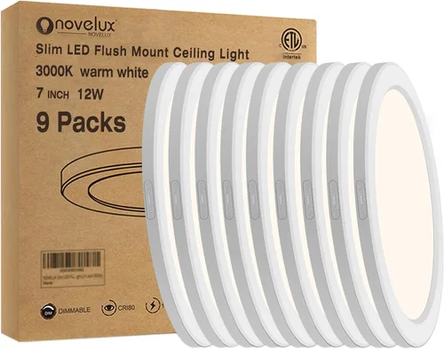 Vista 24 de Lámpara de techo de montaje empotrado - Certificada ETL - LED de 3,000 K y luz blanca cálida de 5 pulgadas, diseño redondo ultradelgado de 0.63