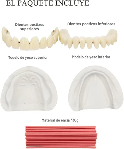 Vista 6 de Dentadura Hazlo Tú Mismo Juego Completo de Dientes Falsos Superiores e Inferiores para Mejorar tu Sonrisa
