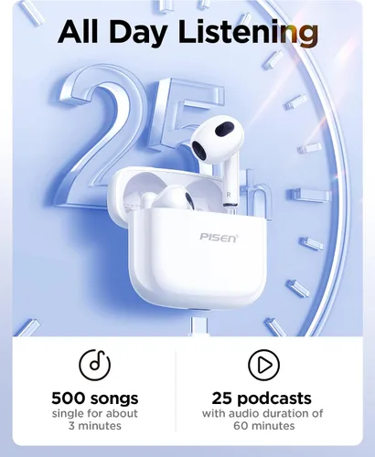 Vista 4 de PISEN Auriculares Inalámbricos Intrauriculares - P1 Bluetooth 5.3 HiFi Estéreo Auriculares Bluetooth con Micrófono para Llamadas Intrauriculares