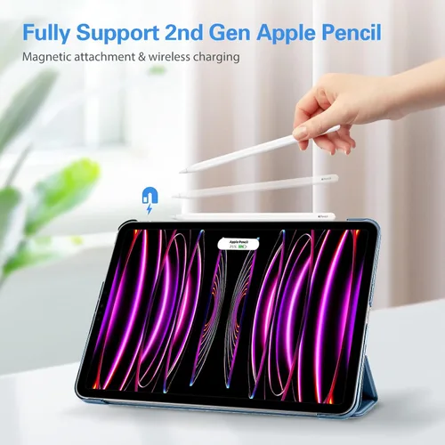 Vista 3 de ProCase Funda inteligente para iPad Pro de 12.9 2022/2021/2020/2018, carcasa rígida con soporte delgado para iPad Pro de 12.9 pulgadas, 6ª Celeste