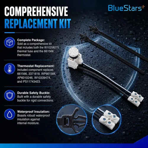 Vista 9 de BlueStars W10258275 Fusible térmico bimetálico para lavavajillas, compatible con lavavajillas Whirlpool Kenmore, instrucciones claras incluidas