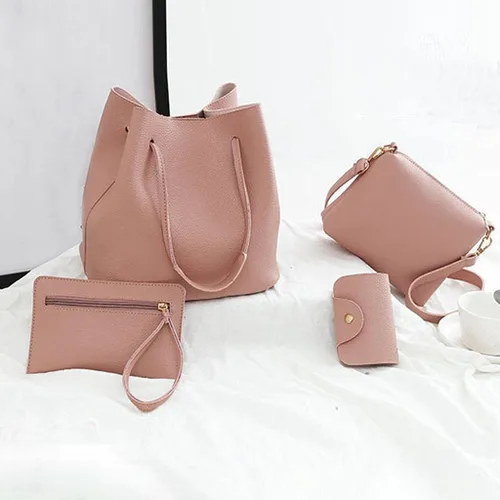 Vista 7 de Bolso de mano para mujer en bolsos de cuero, 4 piezas, bolsos de hobo para mujer, bolsos de hombro para niñas, bolso de piel sintética 2022, dorado