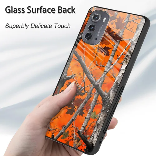 Vista 2 de Funda para Motorola Moto Edge 2022, cubierta trasera de vidrio templado con protector de pantalla, funda protectora a prueba de golpes para Motorola