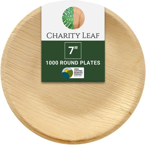 Vista 6 de Charity Leaf Platos redondos desechables de hoja de palma de 6 pulgadas (50 piezas) platos para servir como bambú, tablas desechables, vajilla