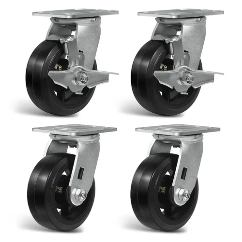 Vista 21 de Ruedas resistentes de 4 pulgadas, ruedas industriales de placa con rueda de goma, utilizadas para carrito de herramientas, plataforma, camión