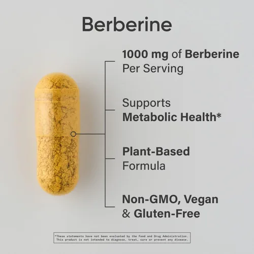 Vista 2 de Sports Research Berberina - Apoyo metabólico ayurvédico a base de hierbas para la salud, 500 mg, 60 cápsulas, certificado vegano, sin gluten, sin OMG