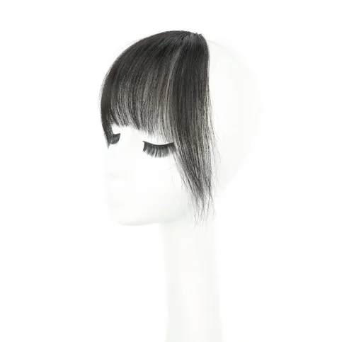 Vista 8 de Peluca de cabello humano real, color marrón y negro Marrón/Negro
