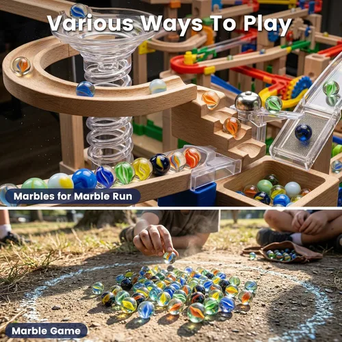 Vista 4 de Poplay - 50 hermosas canicas para jugar, varios colores (1 silbato gratis)