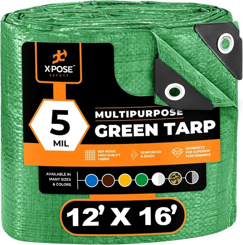 Vista 134 de Xpose Safety - Lona de polietileno ligera azul – Funda protectora multiusos, paño de goteo – duradero, impermeable, resistente a la intemperie