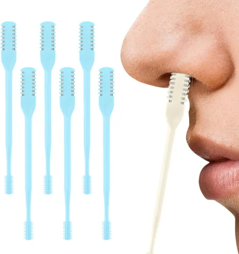 Vista 9 de AprYew Cortador de pelo nasal 2 en 1, recortador de vello nasal para hombres y mujeres, herramienta de extracción manual portátil de 360° con Beige