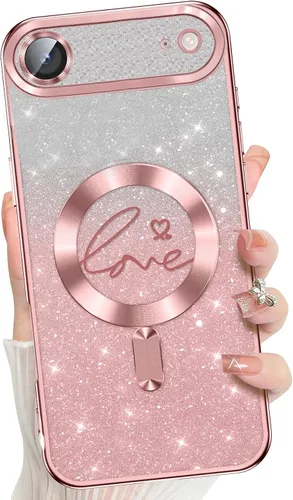 Vista 24 de Misscase Funda para iPhone 16 Pro Case Magnética con Purpurina con Protector Completo de Lente de Cámara, [Compatible con MagSafe] Linda Funda