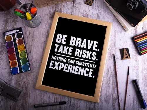 Vista 6 de Be Brave Take Risks Nothing Can Substitute Experience Poster Print, Inspirational Print, Motivational Quotes, Office Art, Cubicle Picture, Home Wall