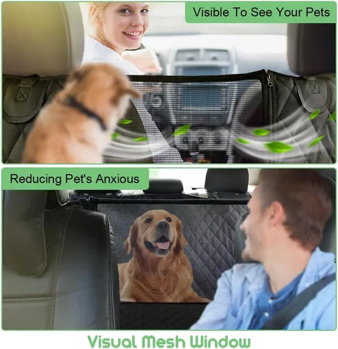 Vista 2 de Vailge - Fundas para asiento de coche para perros 100% impermeables convertibles, funda para asiento de perro impermeable con ventana de malla, Negro
