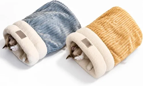 Vista 6 de Saco de dormir para gatos, cama cálida y esponjosa para gatos de interior Gris