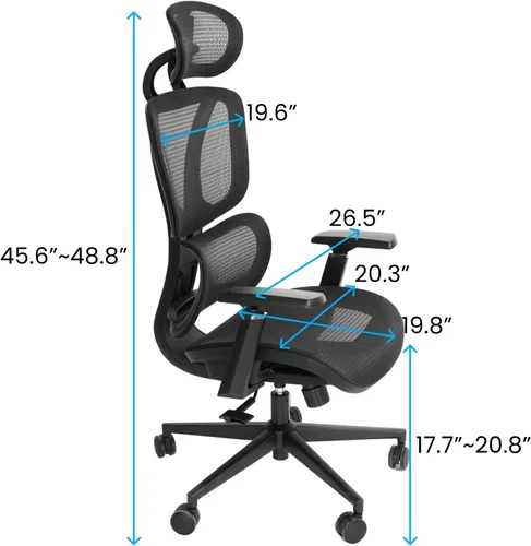 Vista 3 de FOH Silla de oficina ergonómica de malla con malla transpirable, silla de escritorio para computadora, silla de trabajo ergonómica con respaldo