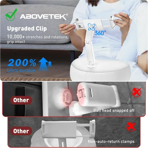 Vista 7 de AboveTEK Soporte de almohada para tableta para cama, manos libres ajustable para iPad de lectura de regazo con puf suave, regalo ideal para mamá, se