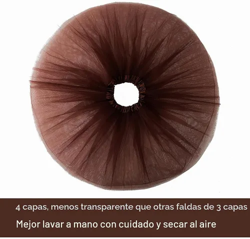 Vista 3 de lanzom Navidad de la mujer Classic elástico 3-layered tul tutú falda ballet Fiesta Disfraz Marrón