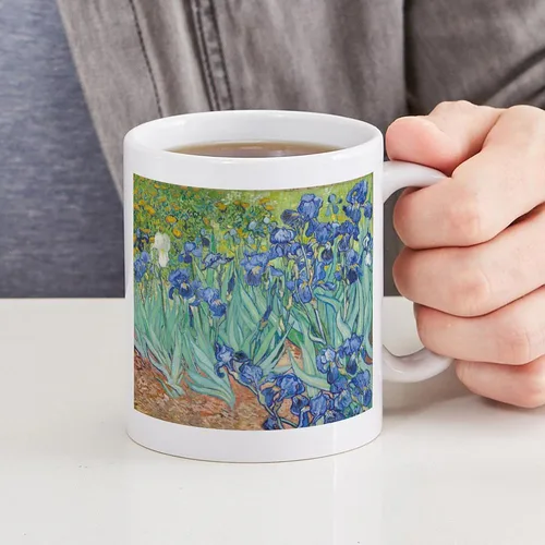 Vista 4 de CafePress Irises By Vincent Van Gogh Taza de café de cerámica de 11 oz (11.0 fl oz)