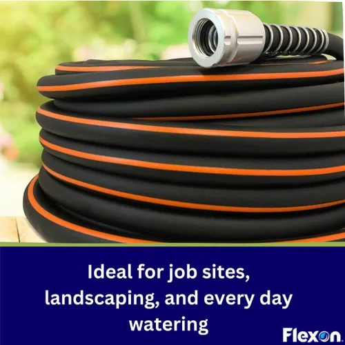 Vista 4 de Flexon Flextreme Pro 5/8" x 100 pies Manguera de jardín de goma de rendimiento – Manguera de riego resistente al aire libre, resistente a